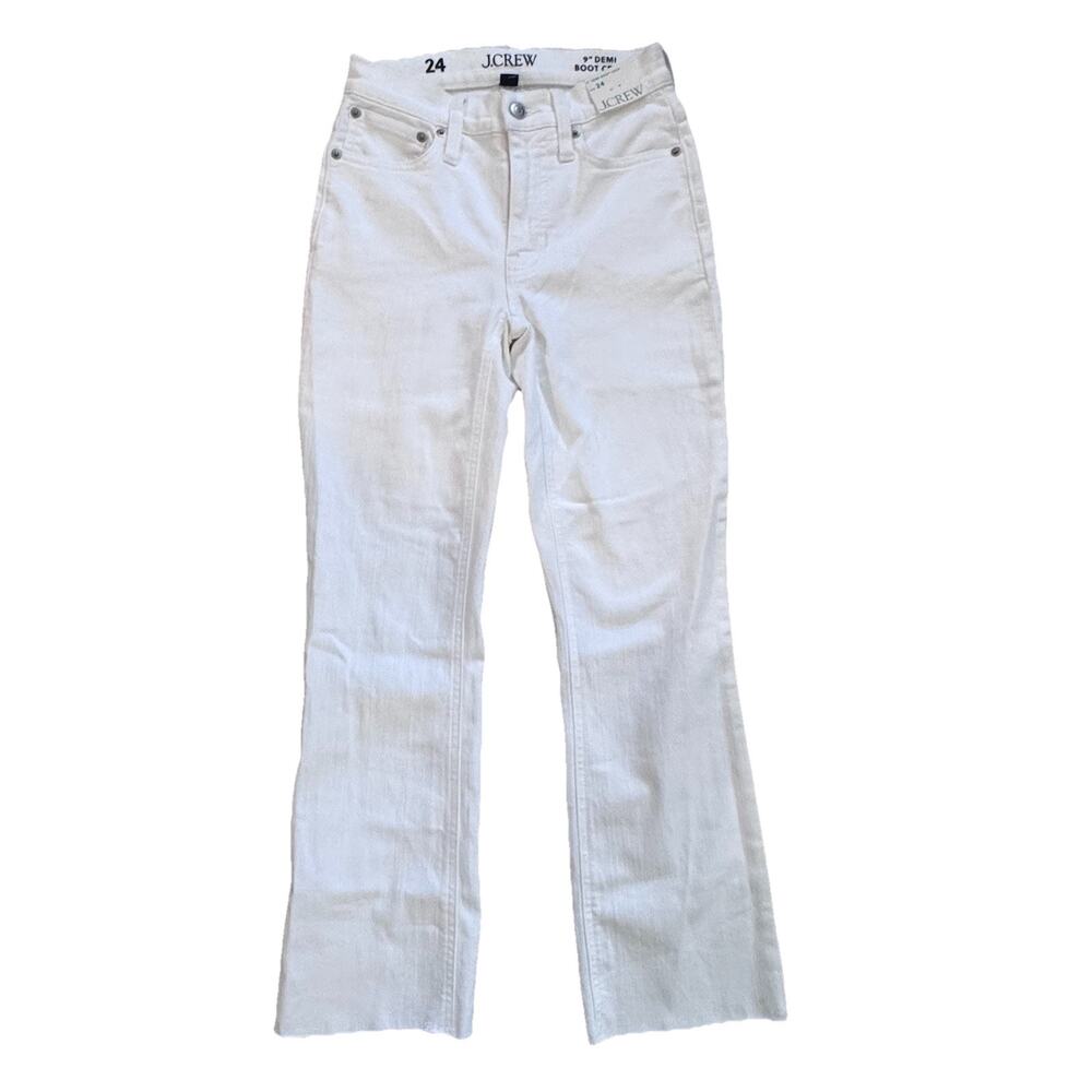 New J.Crew 9" Demi Boot Crop White Denim Womens Jeans Sz 24 NWT $128